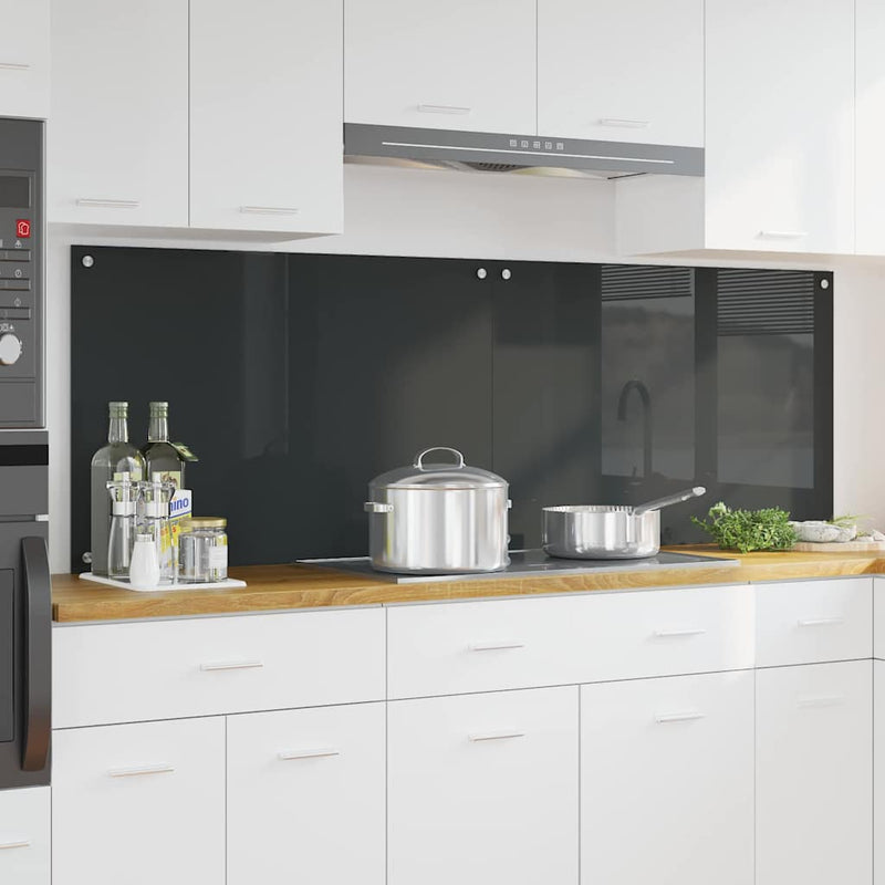 vidaXL Konyhai splashback 2 pcs Sötétszürke 90 x 60 cm edzett üveg