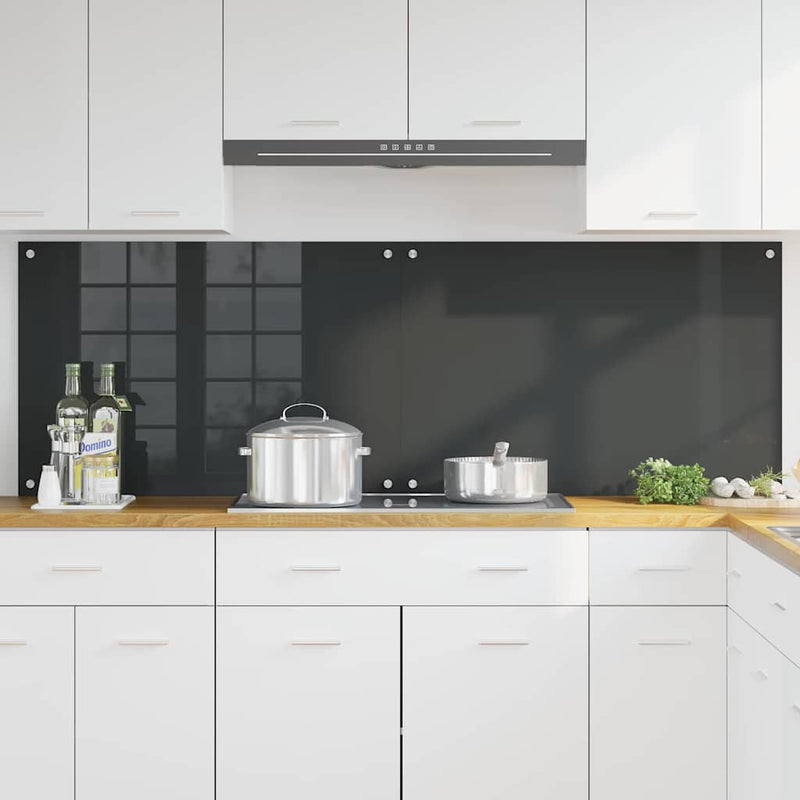 vidaXL Konyhai splashback 2 pcs Sötétszürke 90 x 60 cm edzett üveg