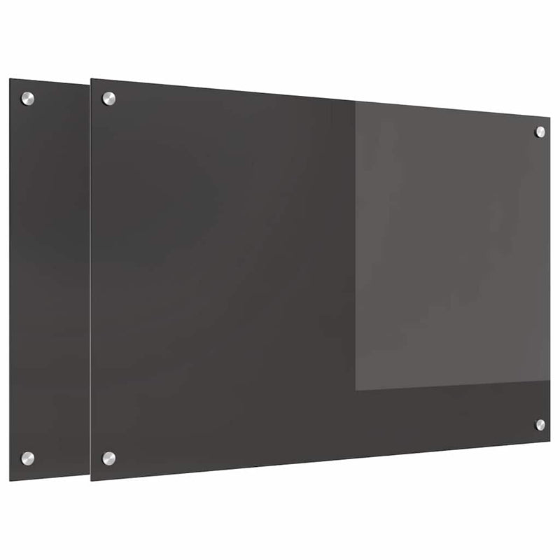 vidaXL Konyhai splashback 2 pcs Sötétszürke 90 x 60 cm edzett üveg