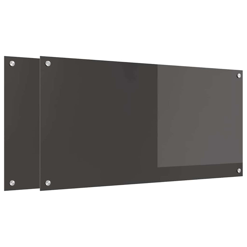 vidaXL Konyhai splashback 2 pcs Sötétszürke 100 x 50 cm edzett üveg