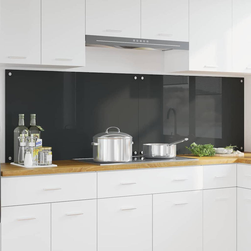 vidaXL Konyhai splashback 2 pcs Sötétszürke 100 x 60 cm edzett üveg