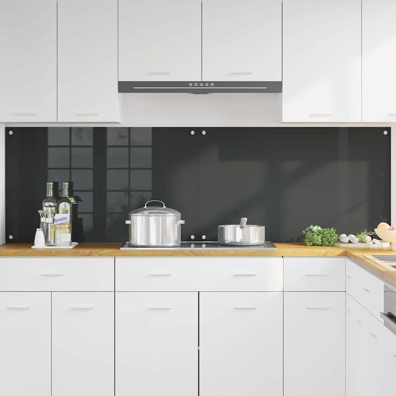 vidaXL Konyhai splashback 2 pcs Sötétszürke 100 x 60 cm edzett üveg