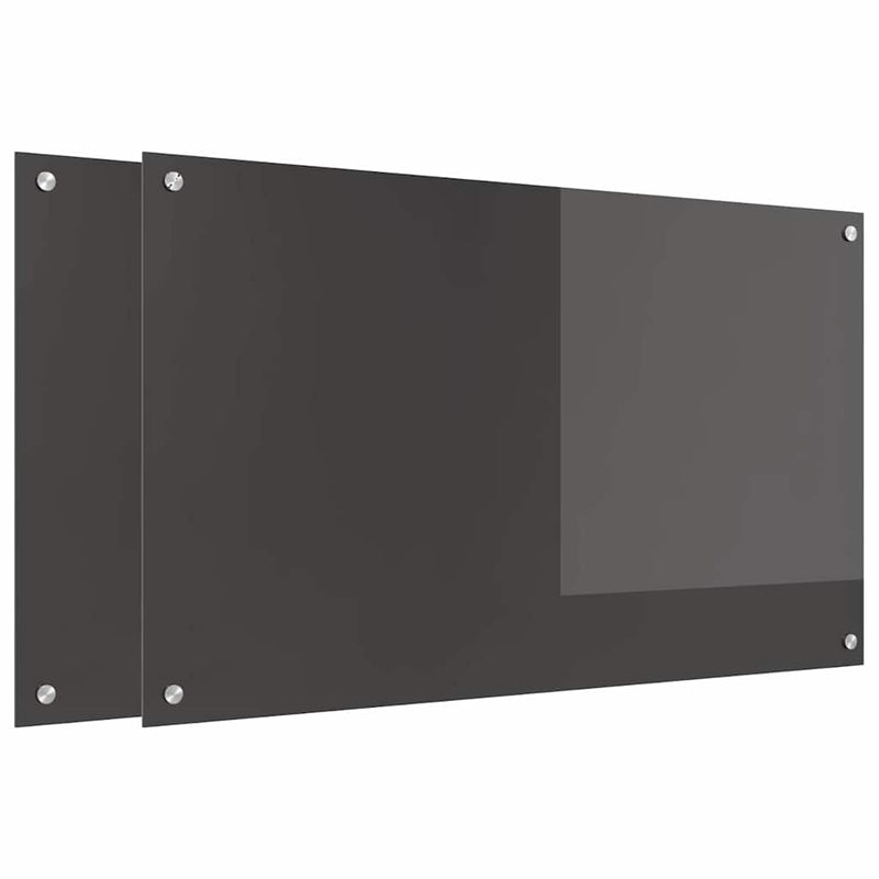 vidaXL Konyhai splashback 2 pcs Sötétszürke 100 x 60 cm edzett üveg