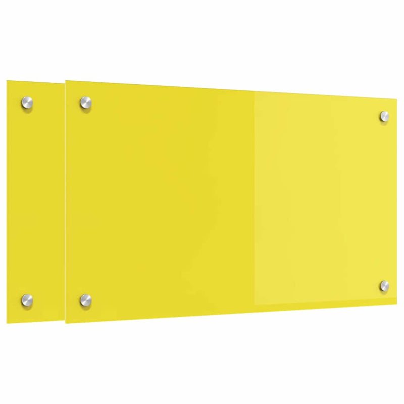 vidaXL Konyhai splashback 2 pcs Sárga 70 x 40 cm edzett üveg