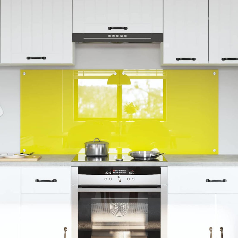 vidaXL Konyhai splashback 2 pcs Sárga 70 x 60 cm edzett üveg