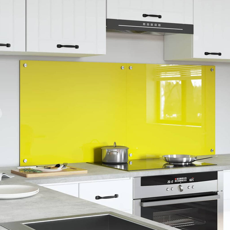 vidaXL Konyhai splashback 2 pcs Sárga 70 x 60 cm edzett üveg