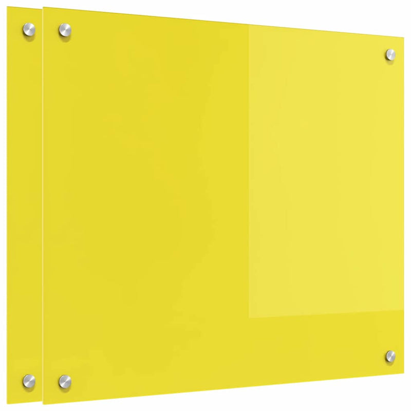 vidaXL Konyhai splashback 2 pcs Sárga 70 x 60 cm edzett üveg