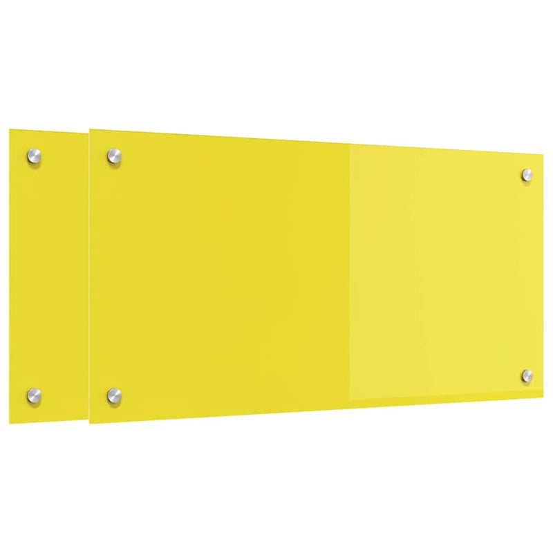 vidaXL Konyhai splashback 2 pcs Sárga 80 x 40 cm edzett üveg