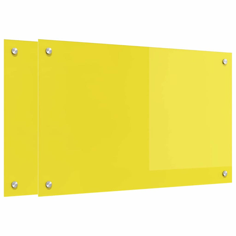 vidaXL Konyhai splashback 2 pcs Sárga 80 x 50 cm edzett üveg