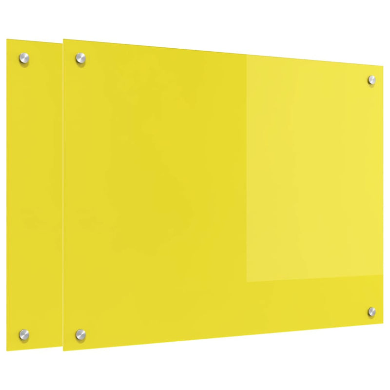vidaXL Konyhai splashback 2 pcs Sárga 80 x 60 cm edzett üveg