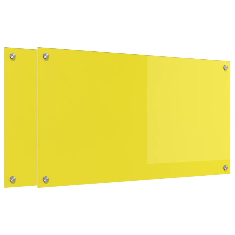 vidaXL Konyhai splashback 2 pcs Sárga 90 x 50 cm edzett üveg