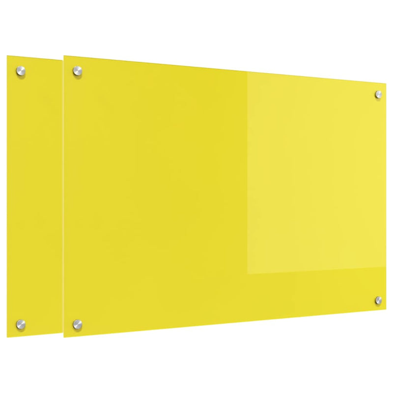 vidaXL Konyhai splashback 2 pcs Sárga 90 x 60 cm edzett üveg