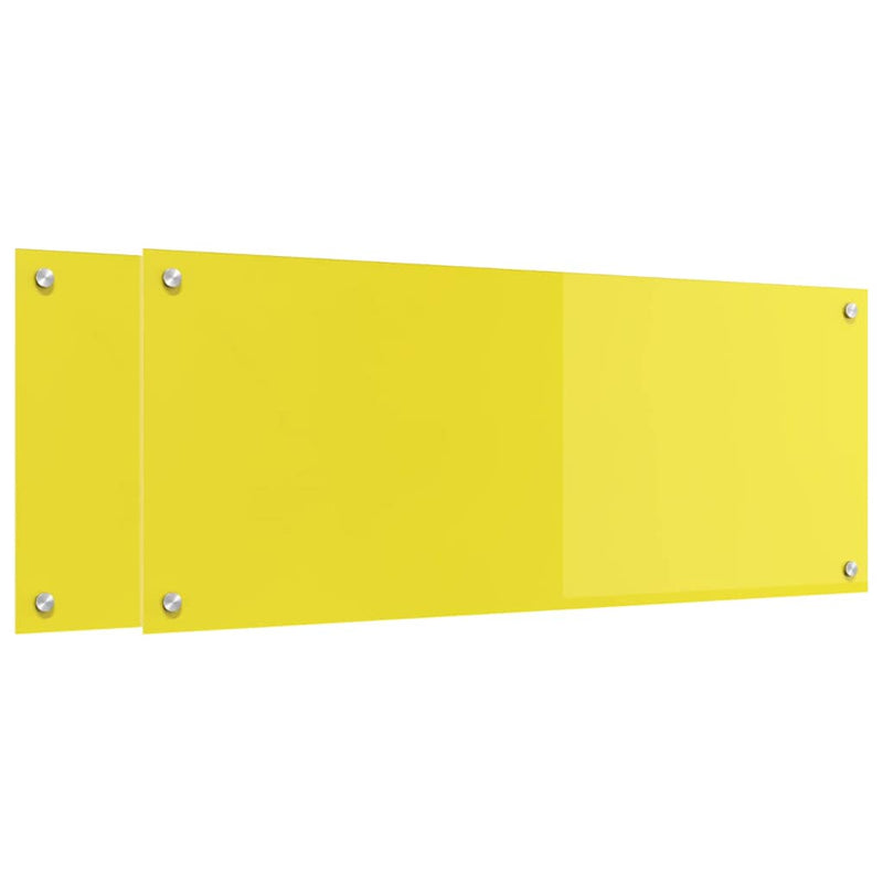 vidaXL Konyhai splashback 2 pcs Sárga 100 x 40 cm edzett üveg