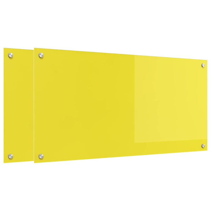 vidaXL Konyhai splashback 2 pcs Sárga 100 x 50 cm edzett üveg