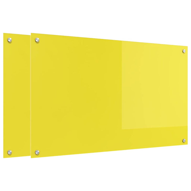 vidaXL Konyhai splashback 2 pcs Sárga 100 x 60 cm edzett üveg