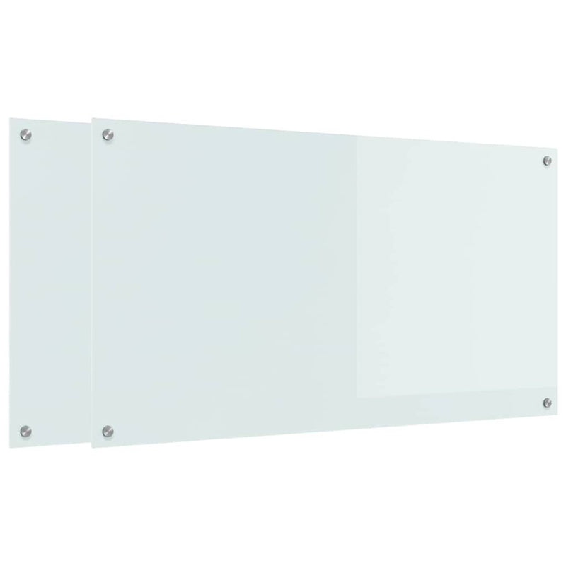 vidaXL Konyhai splashback 2 pcs Fehér 110 x 60 cm edzett üveg