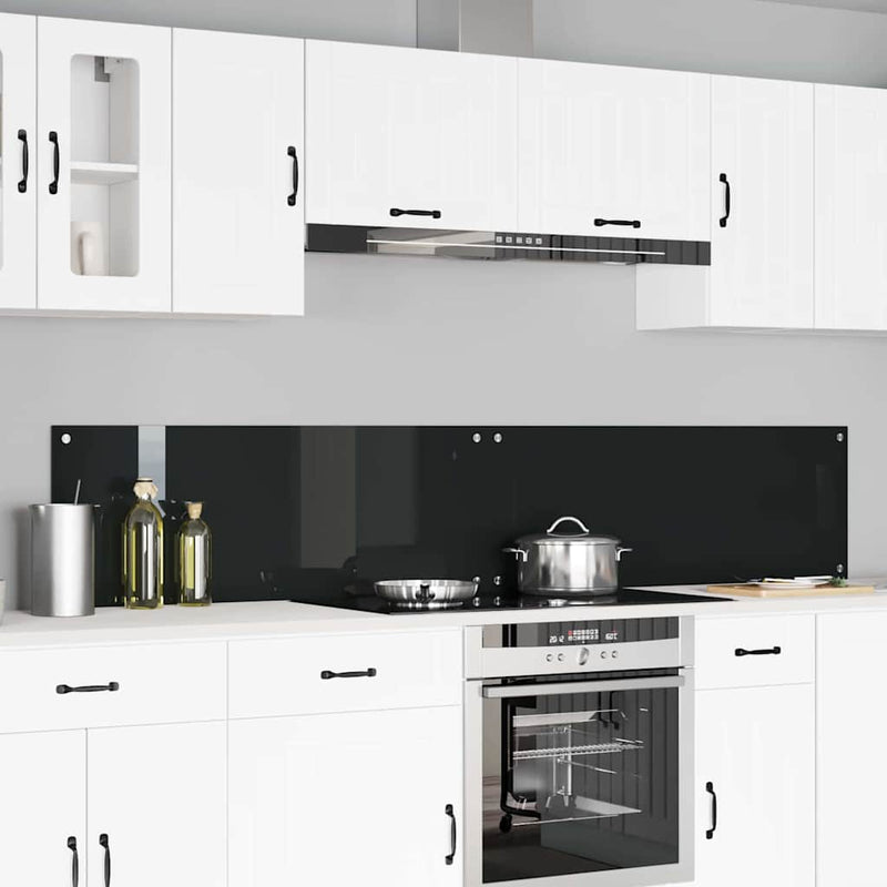 vidaXL Konyhai splashback 2 pcs Fekete 110 x 40 cm edzett üveg