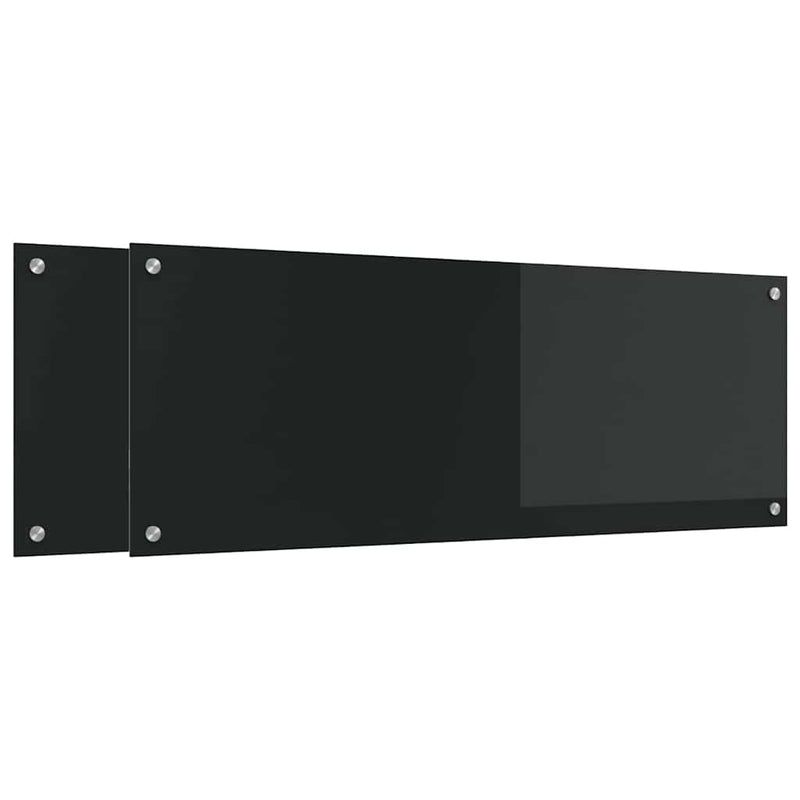 vidaXL Konyhai splashback 2 pcs Fekete 110 x 40 cm edzett üveg