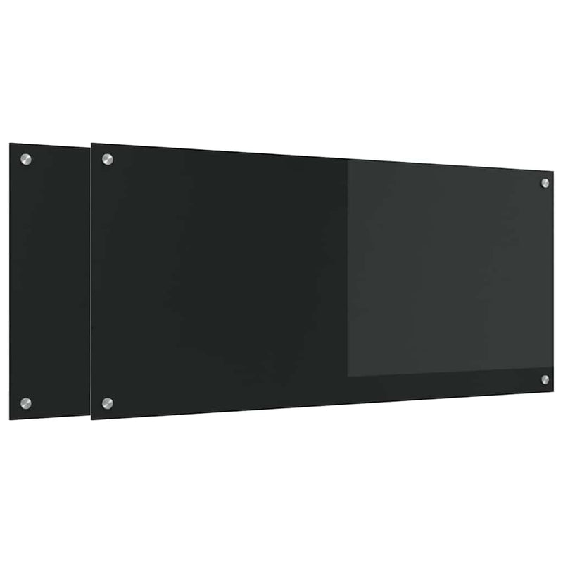 vidaXL Konyhai splashback 2 pcs Fekete 110 x 50 cm edzett üveg