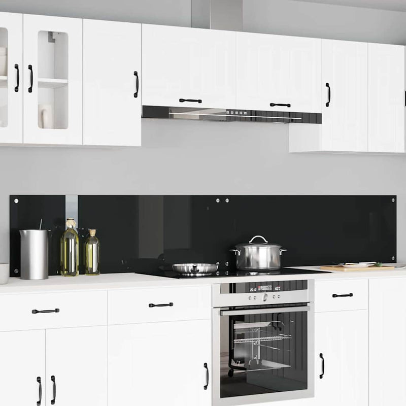 vidaXL Konyhai splashback 2 pcs Fekete 120 x 40 cm edzett üveg