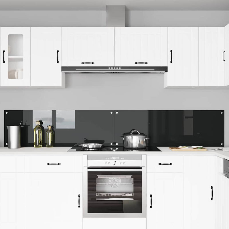 vidaXL Konyhai splashback 2 pcs Fekete 120 x 40 cm edzett üveg