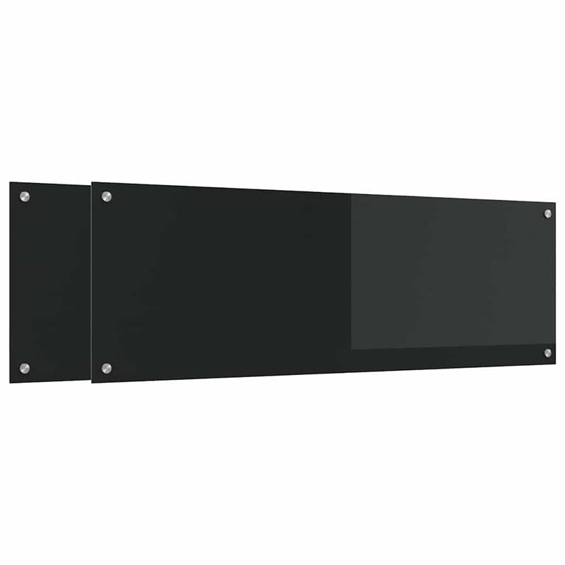 vidaXL Konyhai splashback 2 pcs Fekete 120 x 40 cm edzett üveg