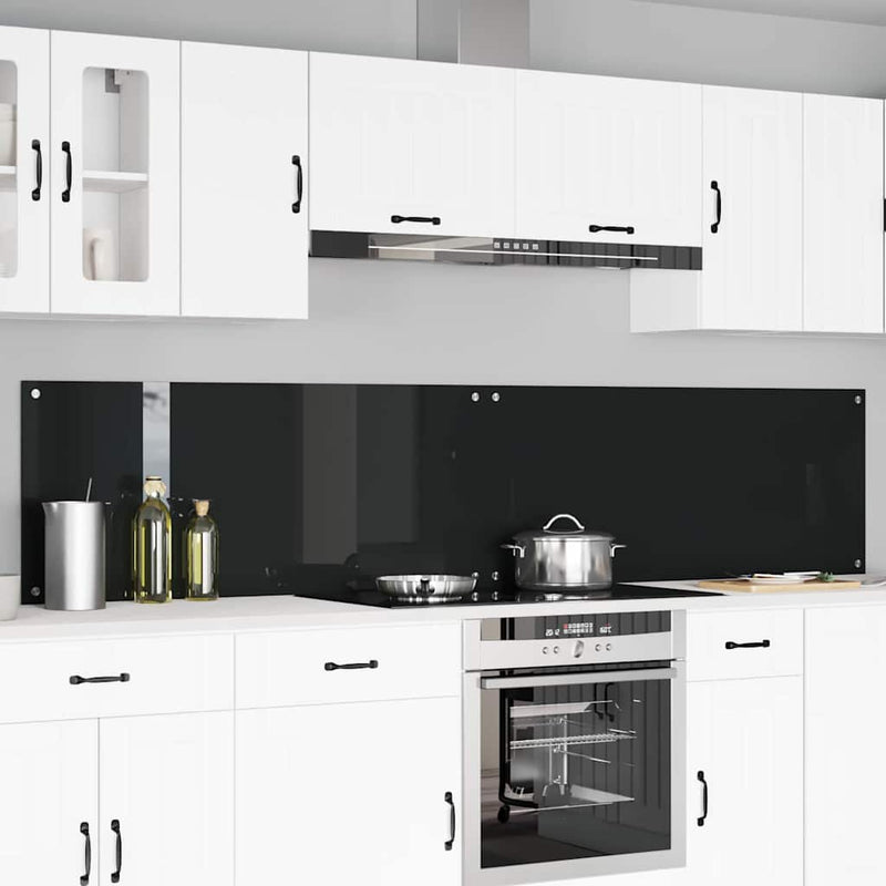 vidaXL Konyhai splashback 2 pcs Fekete 120 x 50 cm edzett üveg