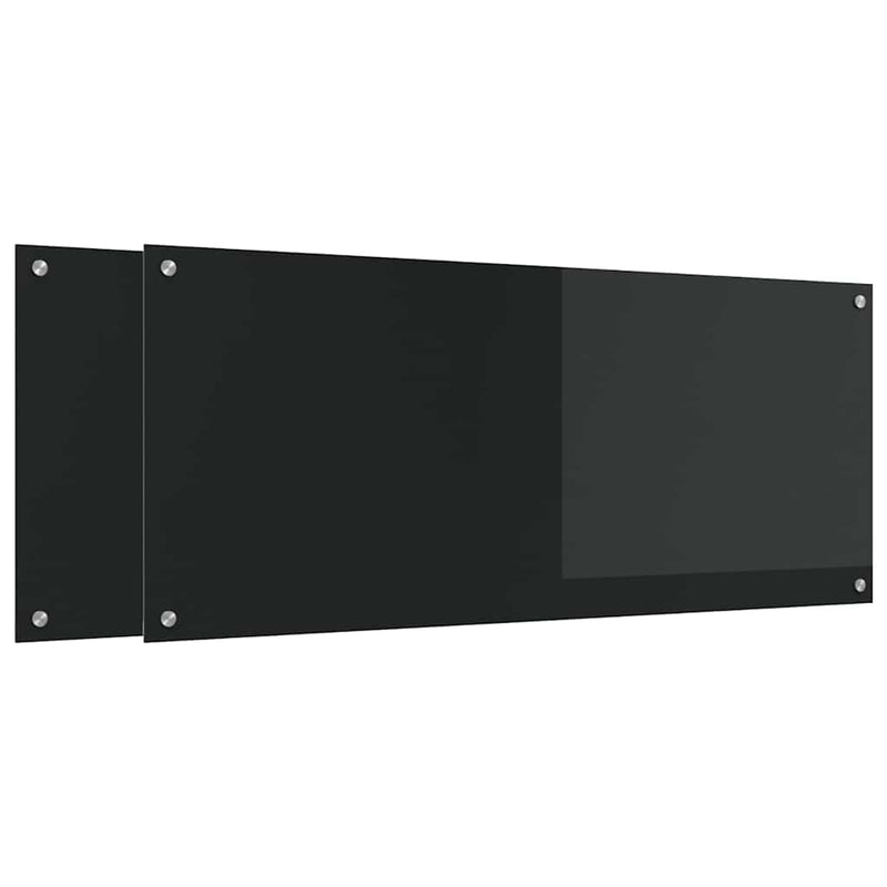 vidaXL Konyhai splashback 2 pcs Fekete 120 x 50 cm edzett üveg