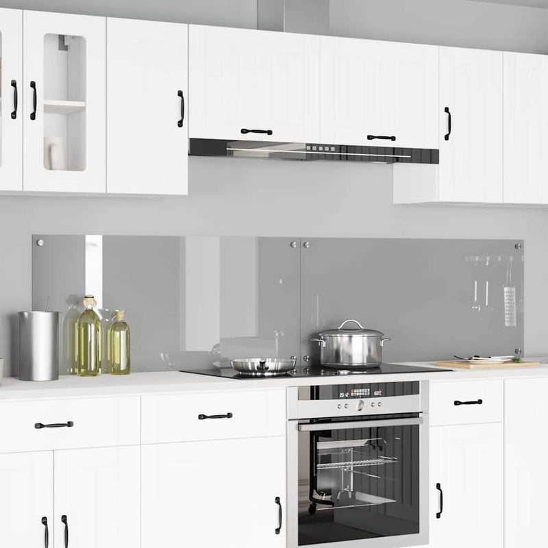 vidaXL Konyhai splashback 2 pcs Világosszürke 110 x 50 cm edzett üveg