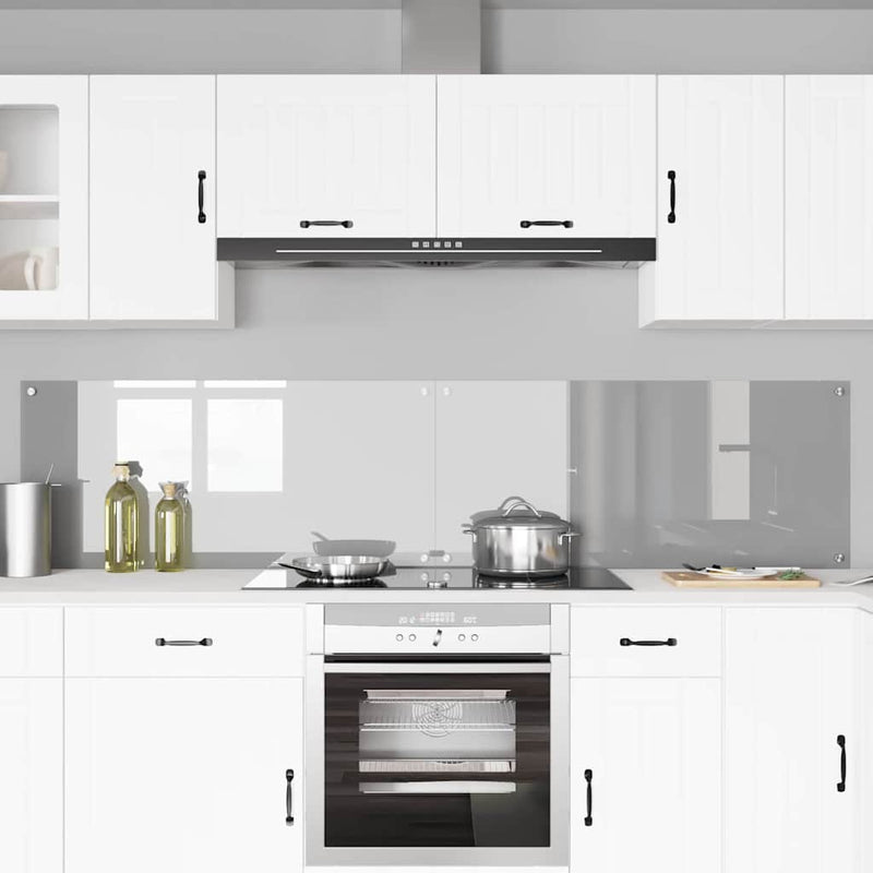 vidaXL Konyhai splashback 2 pcs Világosszürke 110 x 50 cm edzett üveg