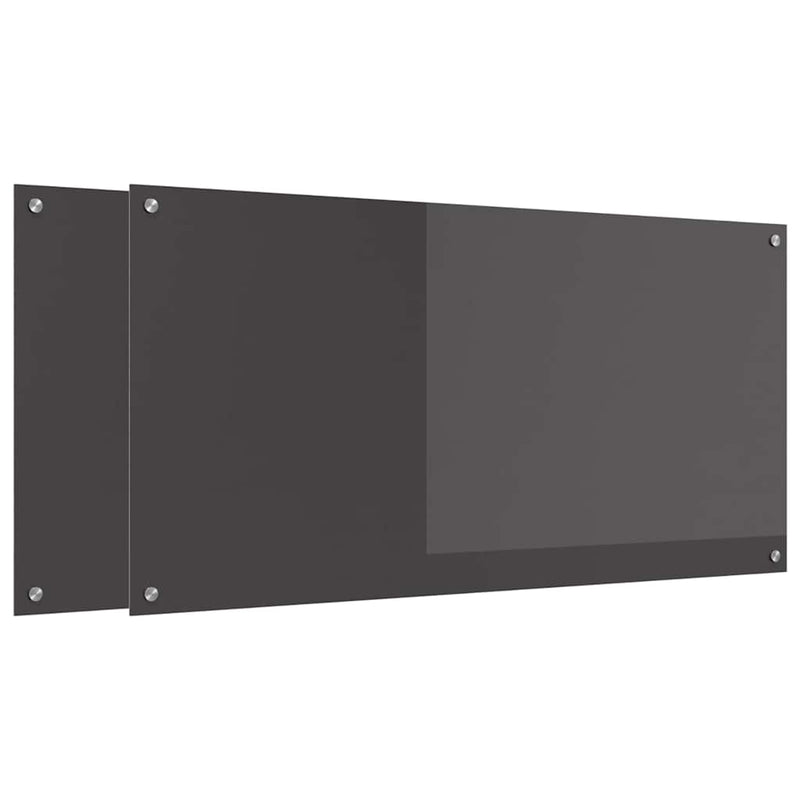 vidaXL Konyhai splashback 2 pcs Sötétszürke 120 x 60 cm edzett üveg