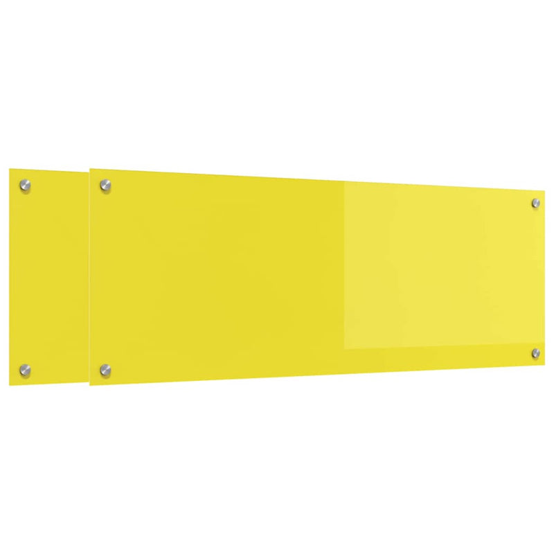 vidaXL Konyhai splashback 2 pcs Sárga 110 x 40 cm edzett üveg