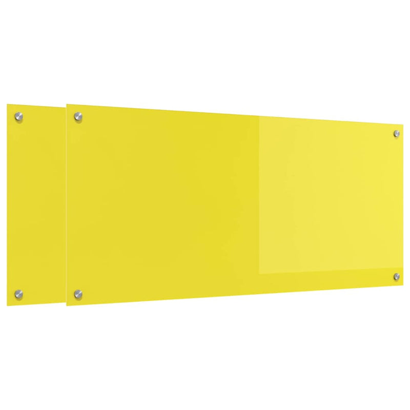 vidaXL Konyhai splashback 2 pcs Sárga 110 x 50 cm edzett üveg