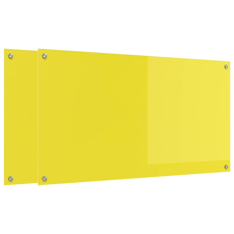 vidaXL Konyhai splashback 2 pcs Sárga 110 x 60 cm edzett üveg