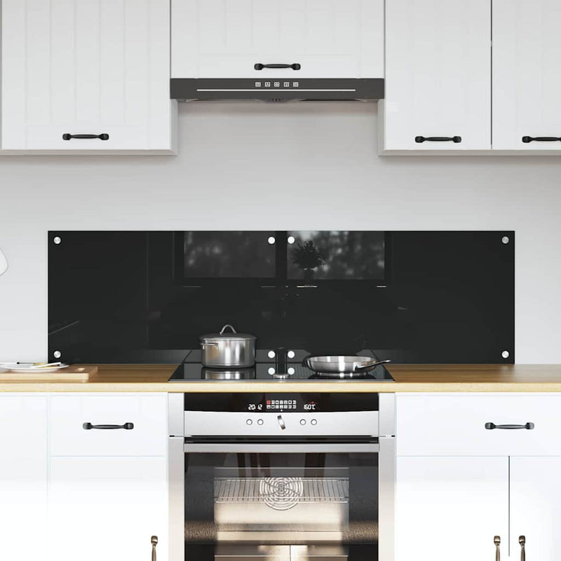 vidaXL Konyhai splashback Fekete 70 x 40 x 0.8 cm edzett üveg