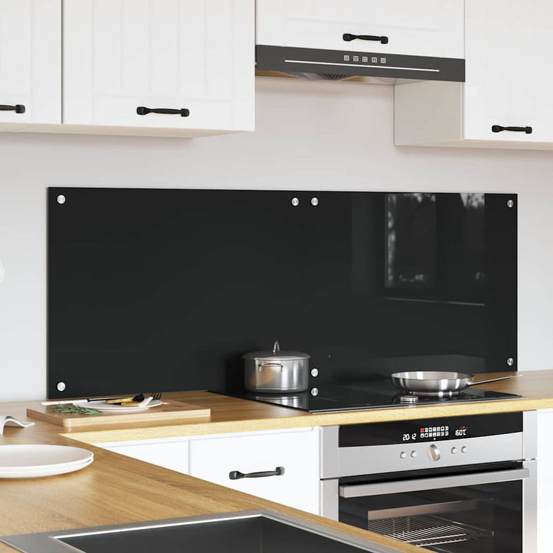 vidaXL Konyhai splashback Fekete 70 x 50 x 0,8 cm edzett üveg