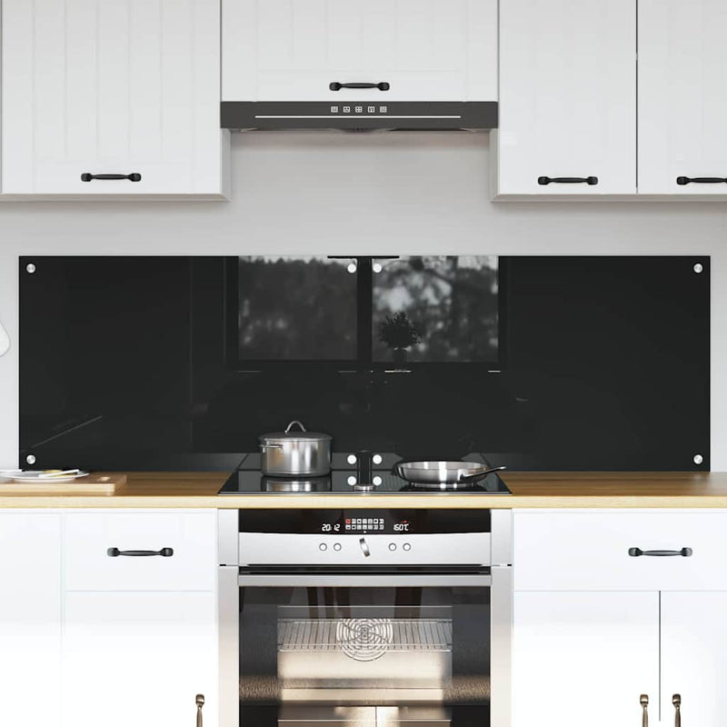 vidaXL Konyhai splashback Fekete 80 x 50 x 0.8 cm edzett üveg