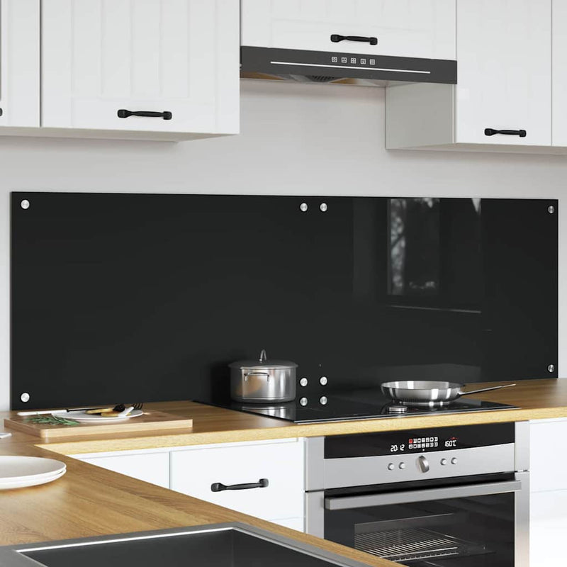 vidaXL Konyhai splashback Fekete 80 x 50 x 0.8 cm edzett üveg