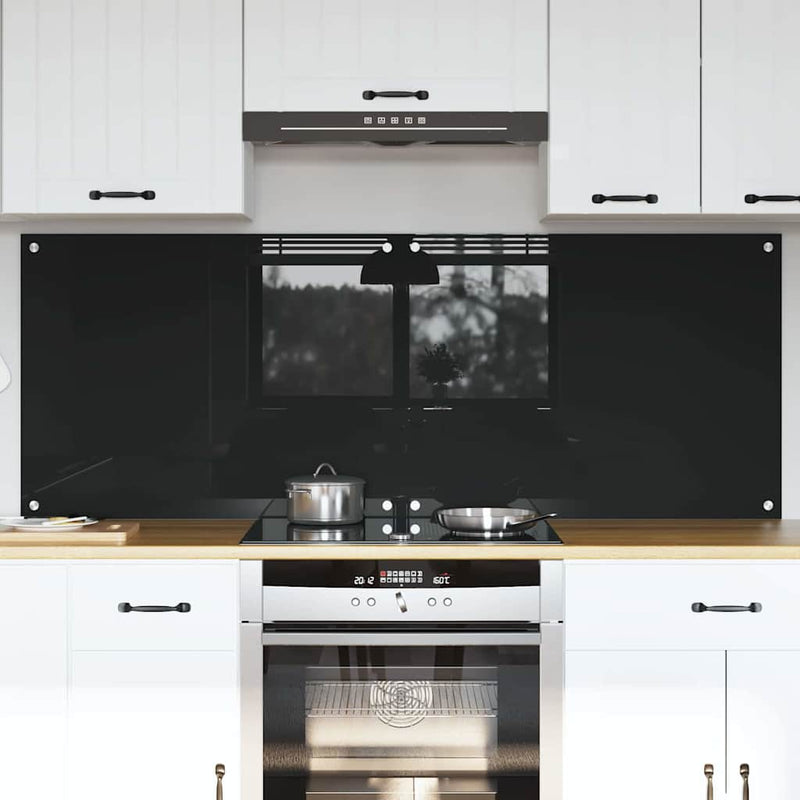 vidaXL Konyhai splashback Fekete 80 x 60 x 0.8 cm edzett üveg