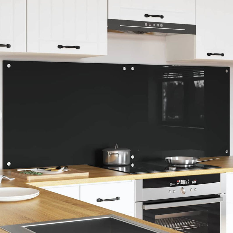 vidaXL Konyhai splashback Fekete 80 x 60 x 0.8 cm edzett üveg