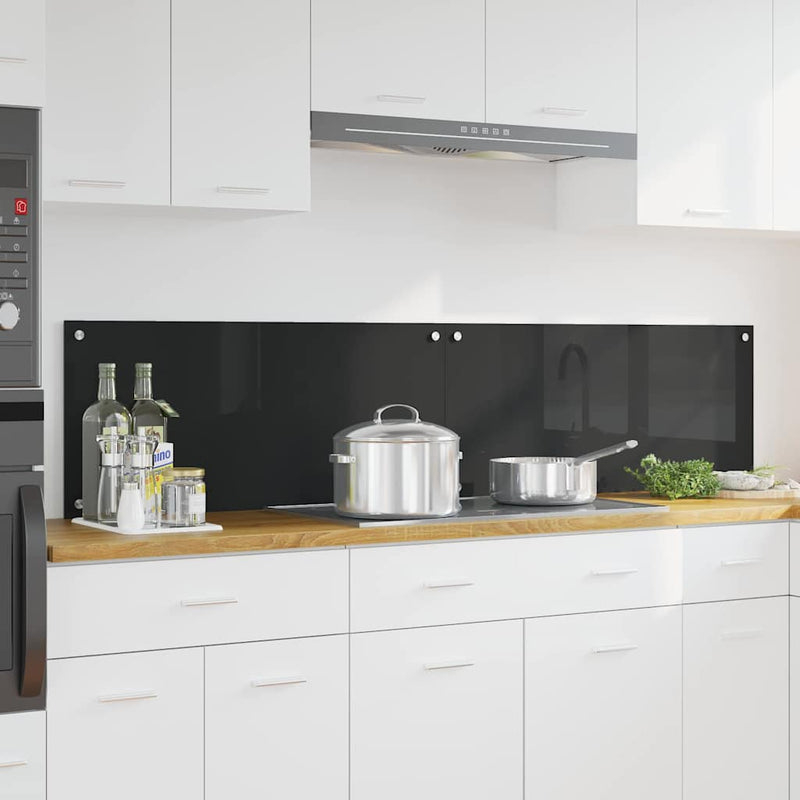 vidaXL Konyhai splashback Fekete 90 x 40 x 0.8 cm edzett üveg