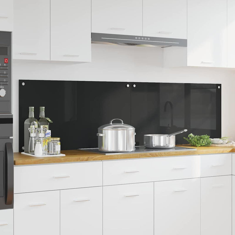 vidaXL Konyhai splashback Fekete 90 x 50 x 0.8 cm edzett üveg