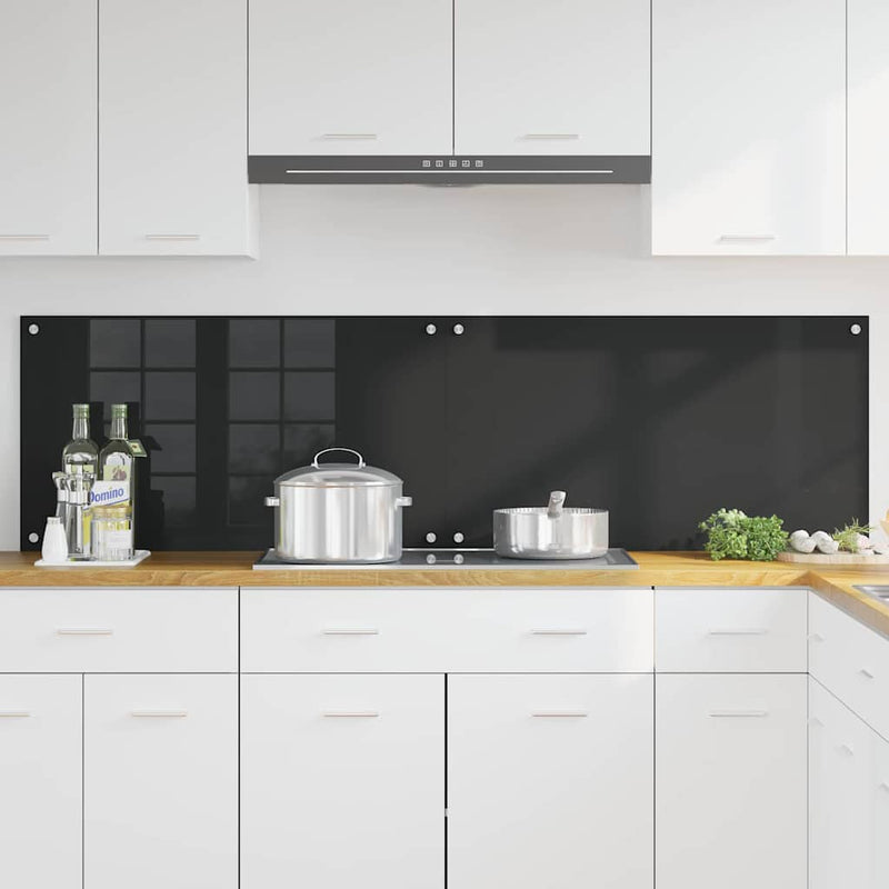 vidaXL Konyhai splashback Fekete 90 x 50 x 0.8 cm edzett üveg