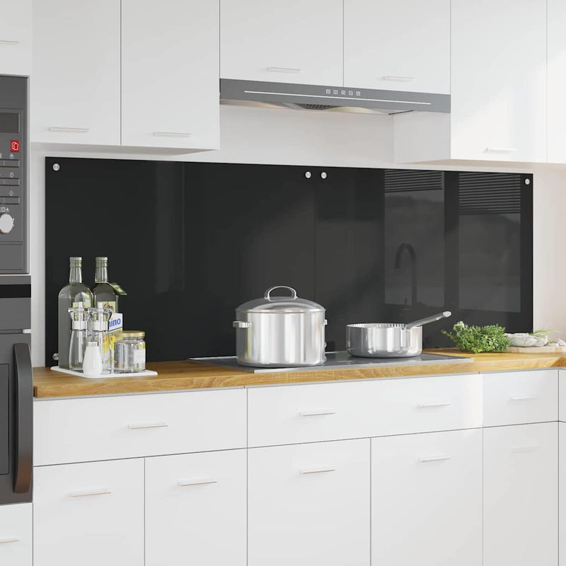 vidaXL Konyhai splashback Fekete 90 x 60 x 0.8 cm edzett üveg