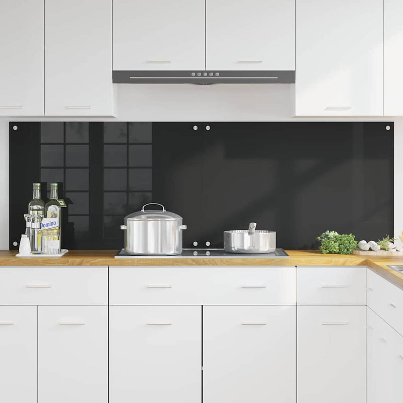vidaXL Konyhai splashback Fekete 90 x 60 x 0.8 cm edzett üveg