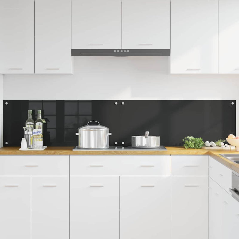 vidaXL Konyhai splashback Fekete 100 x 40 x 0.8 cm edzett üveg