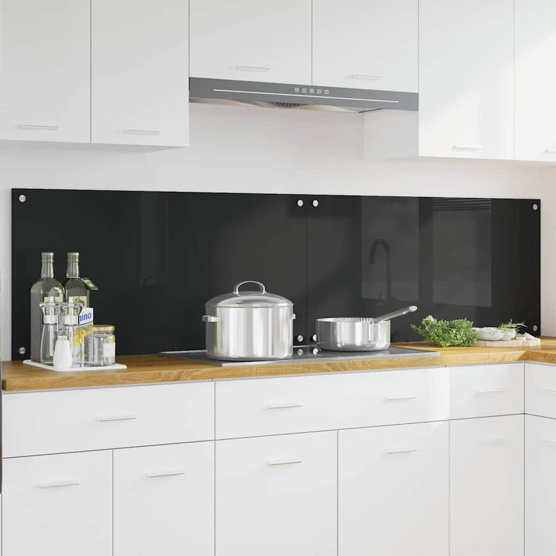 vidaXL Konyhai splashback Fekete 100 x 50 x 0,8 cm edzett üveg