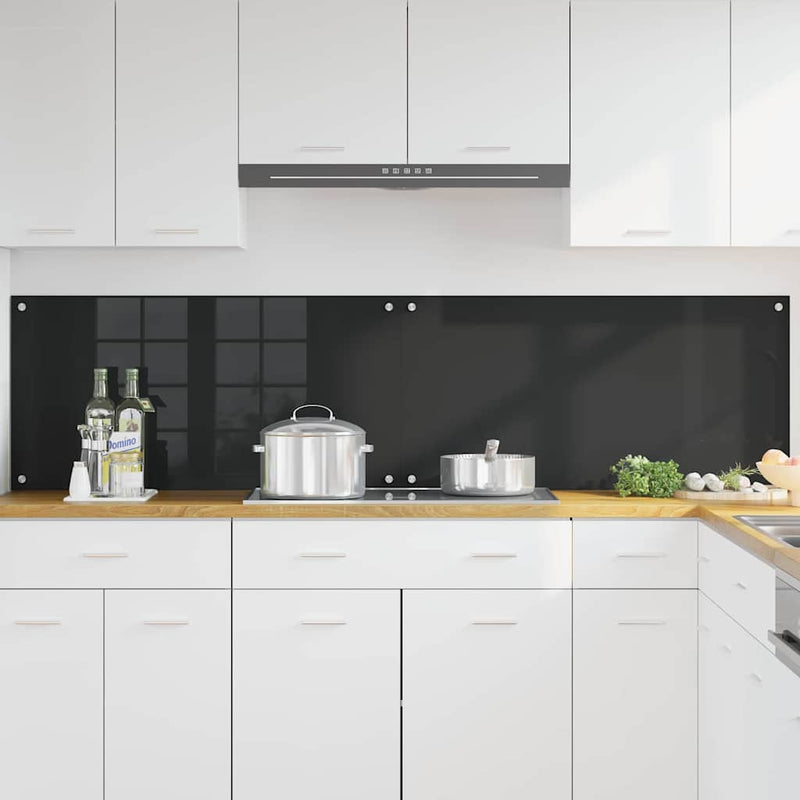 vidaXL Konyhai splashback Fekete 100 x 50 x 0,8 cm edzett üveg