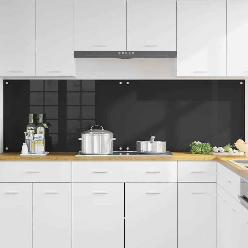 vidaXL Konyhai splashback Fekete 100 x 60 x 0.8 cm edzett üveg
