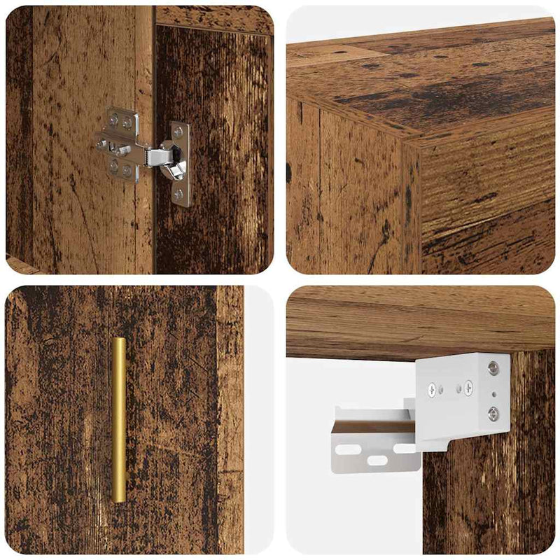 vidaXL Fali Szekrények 2 pcs Öreg fa 69,5 x 34 x 90 cm Faanyag